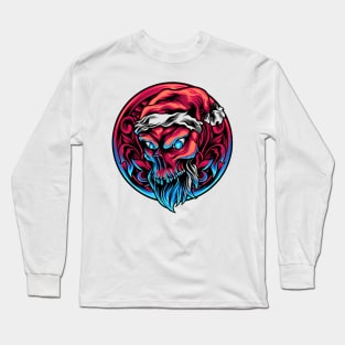 Abstract Skull Christmas With Ornament Fantasy Artsy Style Long Sleeve T-Shirt